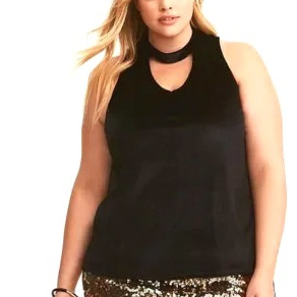 Torrid Black Velvet Choker Top ~ 1X